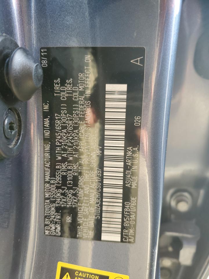 2012 Toyota Highlander Base VIN: 5TDZA3EH7CS017397 Lot: 58512694