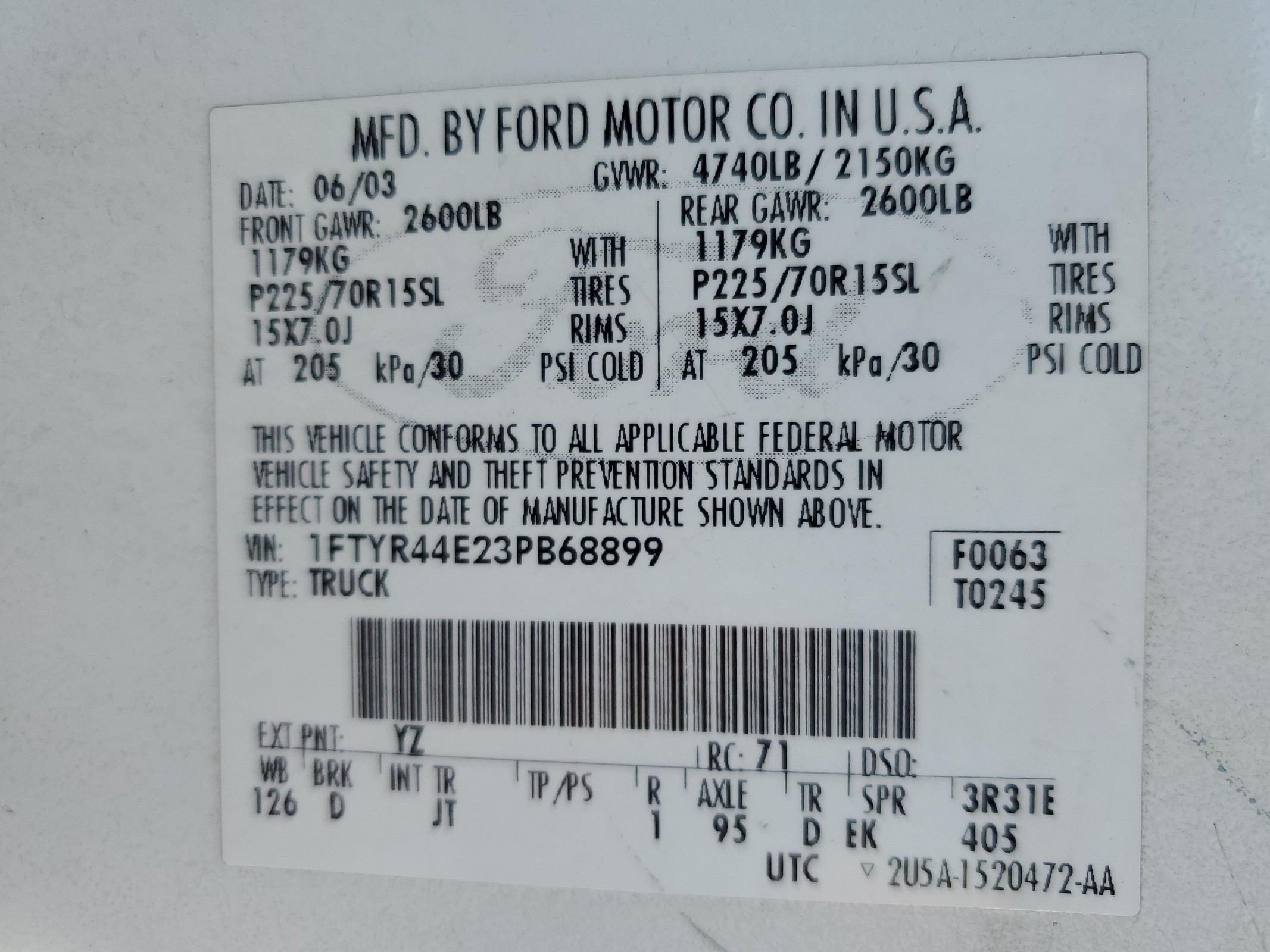 1FTYR44E23PB68899 2003 Ford Ranger Super Cab