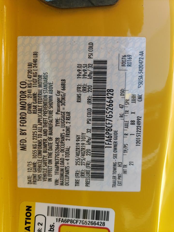 2016 Ford Mustang Gt VIN: 1FA6P8CF7G5266428 Lot: 58000694