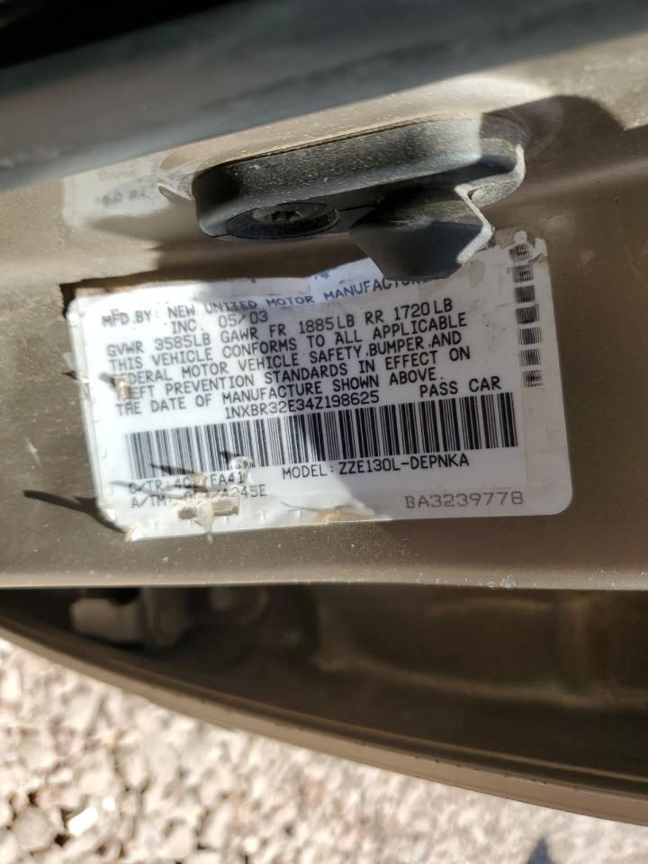 2004 Toyota Corolla Ce VIN: 1NXBR32E34Z198625 Lot: 59177264