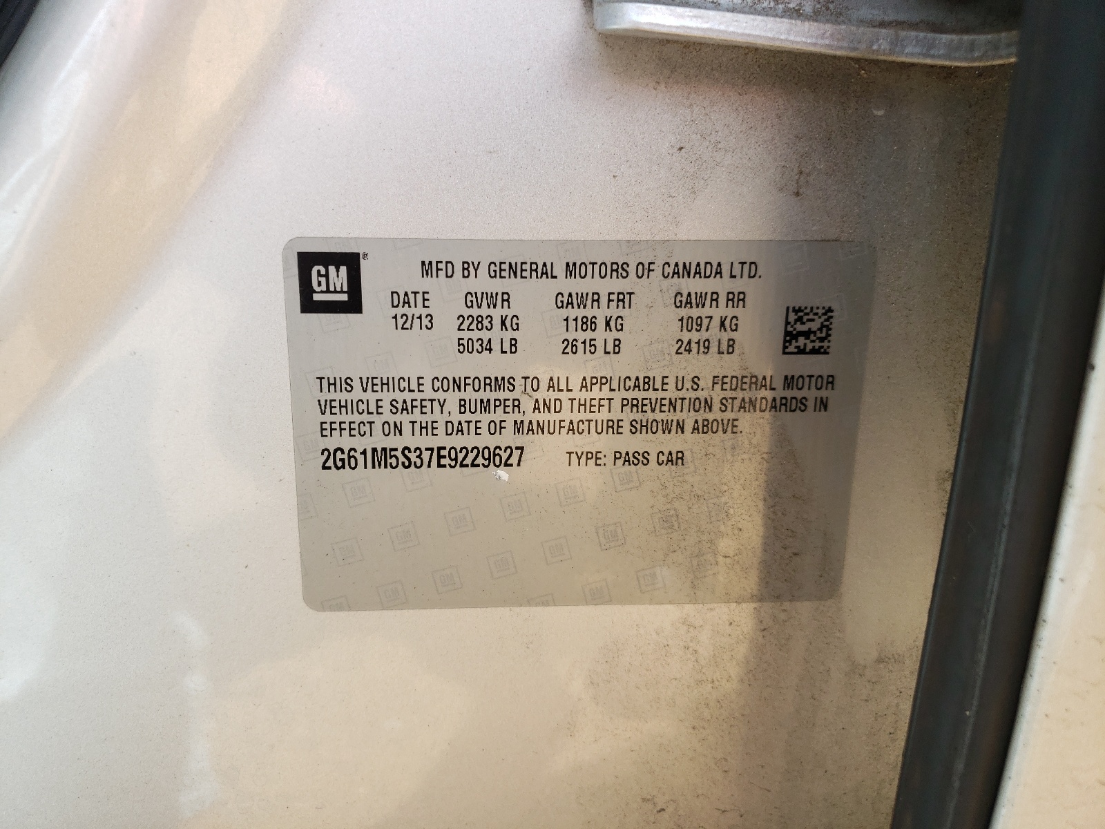 2G61M5S37E9229627 2014 Cadillac Xts Luxury Collection