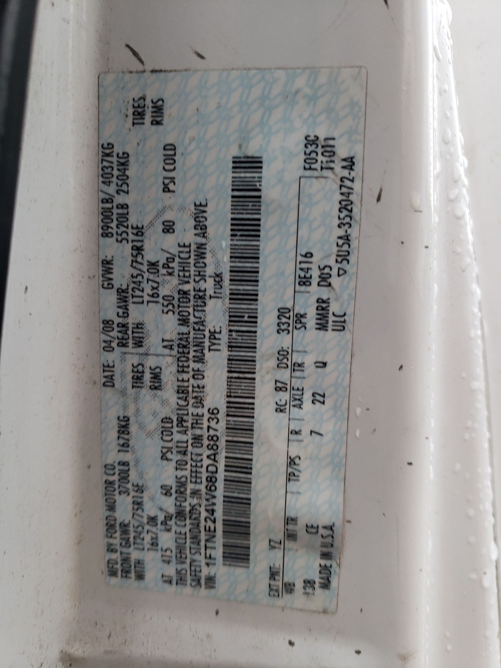 1FTNE24W68DA88736 2008 Ford Econoline E250 Van