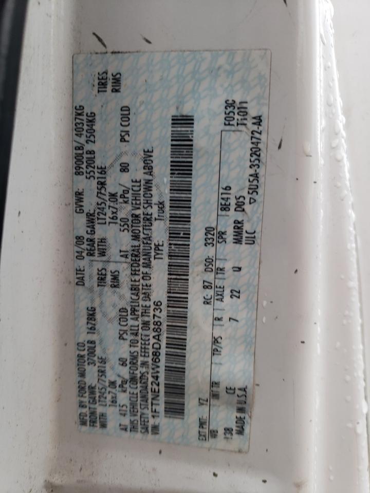 2008 Ford Econoline E250 Van VIN: 1FTNE24W68DA88736 Lot: 60620614