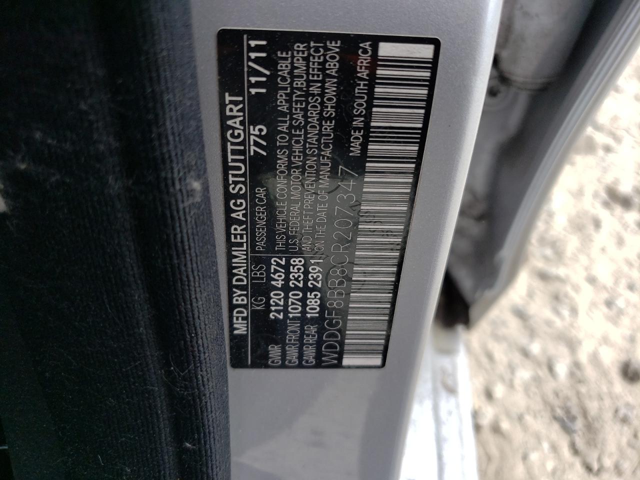 2012 Mercedes-Benz C 300 4Matic VIN: WDDGF8BB8CR207347 Lot: 57745444