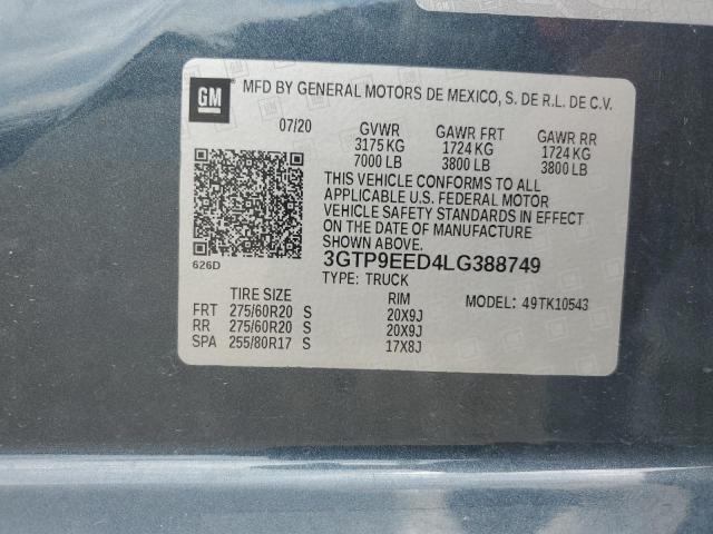 2020 GMC SIERRA K15 3GTP9EED4LG388749  56925604