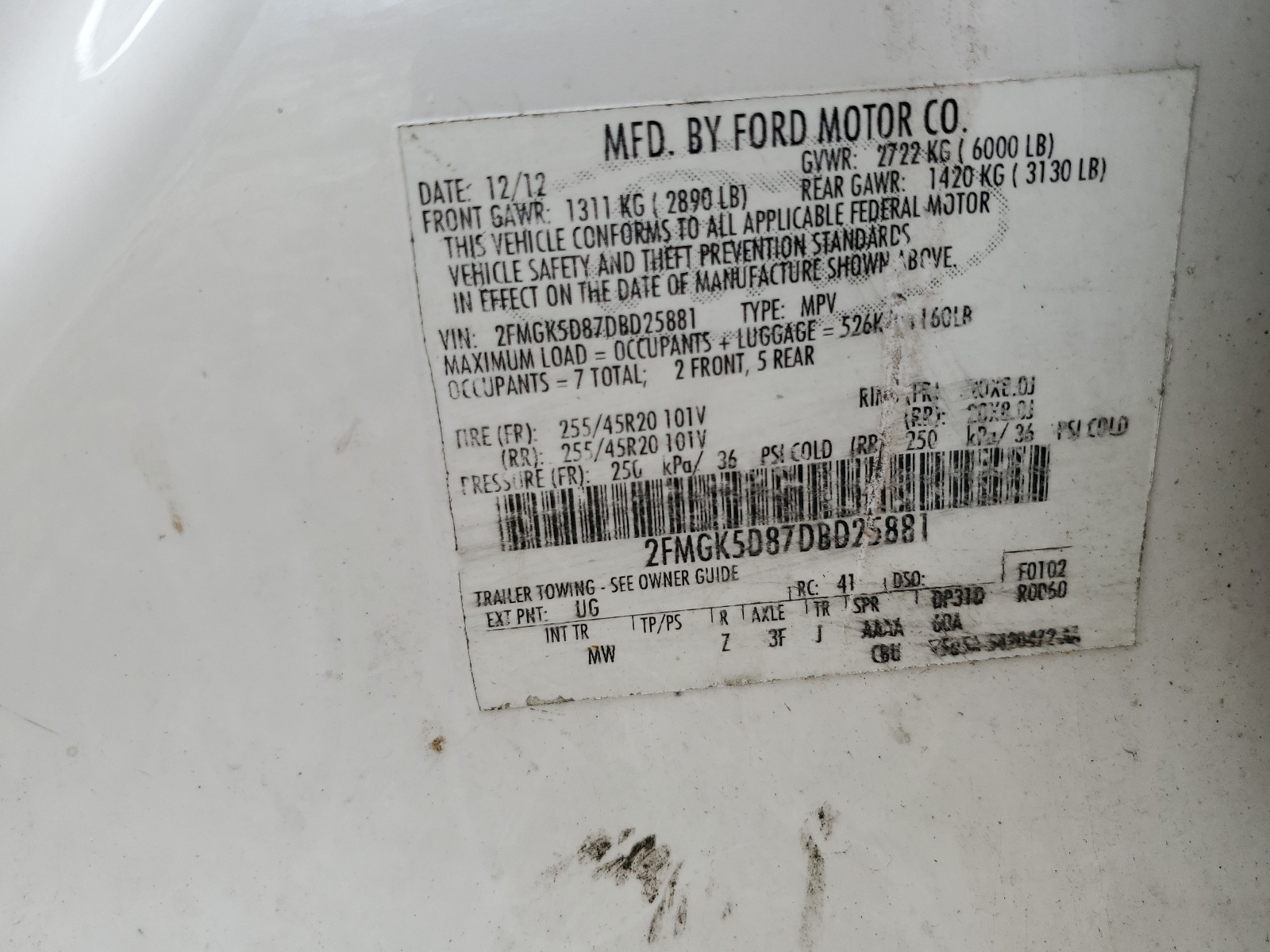 2FMGK5D87DBD25881 2013 Ford Flex Limited