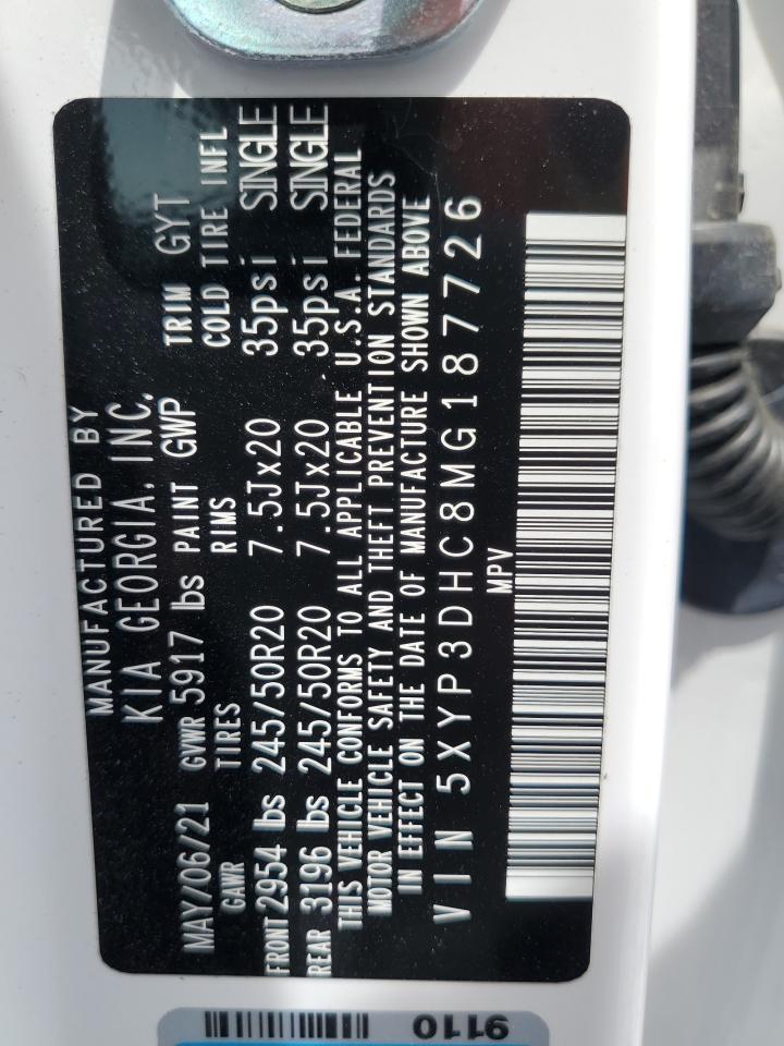 2021 Kia Telluride Ex VIN: 5XYP3DHC8MG187726 Lot: 60186964