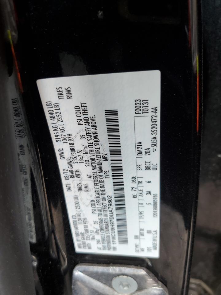 2013 Ford Escape Sel VIN: 1FMCU9H97DUA79802 Lot: 60153804