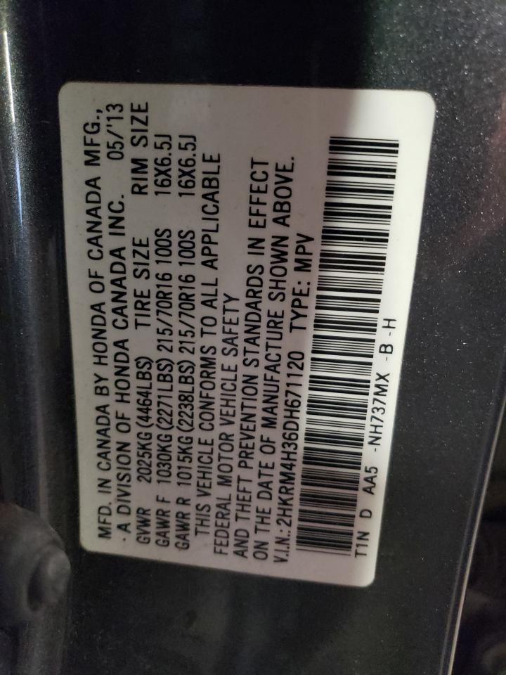 2013 Honda Cr-V Lx VIN: 2HKRM4H36DH671120 Lot: 58418824