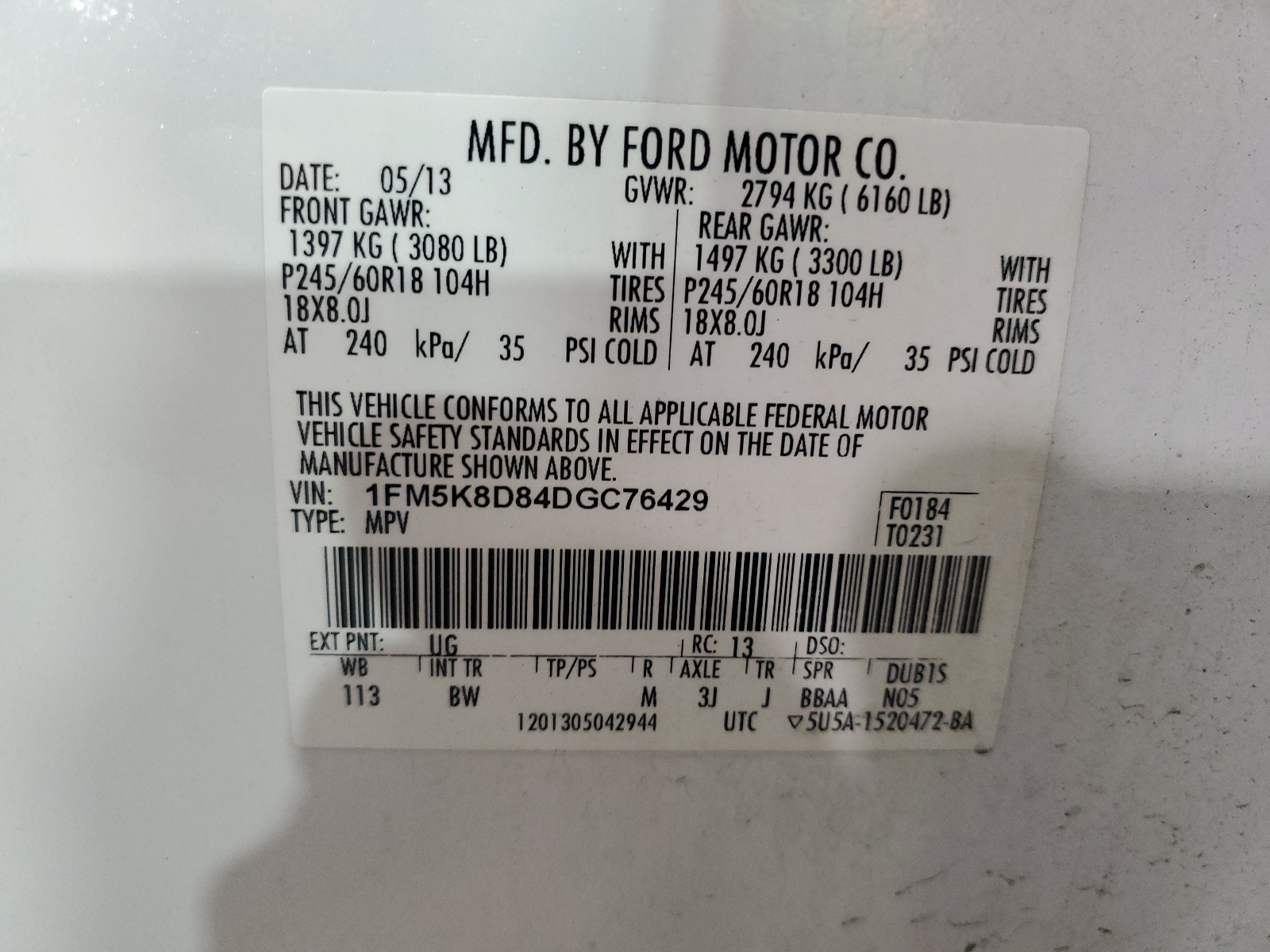 1FM5K8D84DGC76429 2013 Ford Explorer Xlt