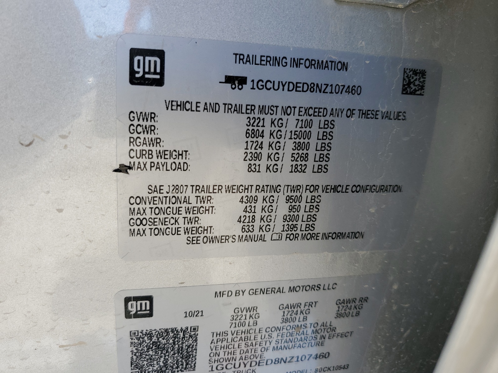 1GCUYDED8NZ107460 2022 Chevrolet Silverado Ltd K1500 Lt