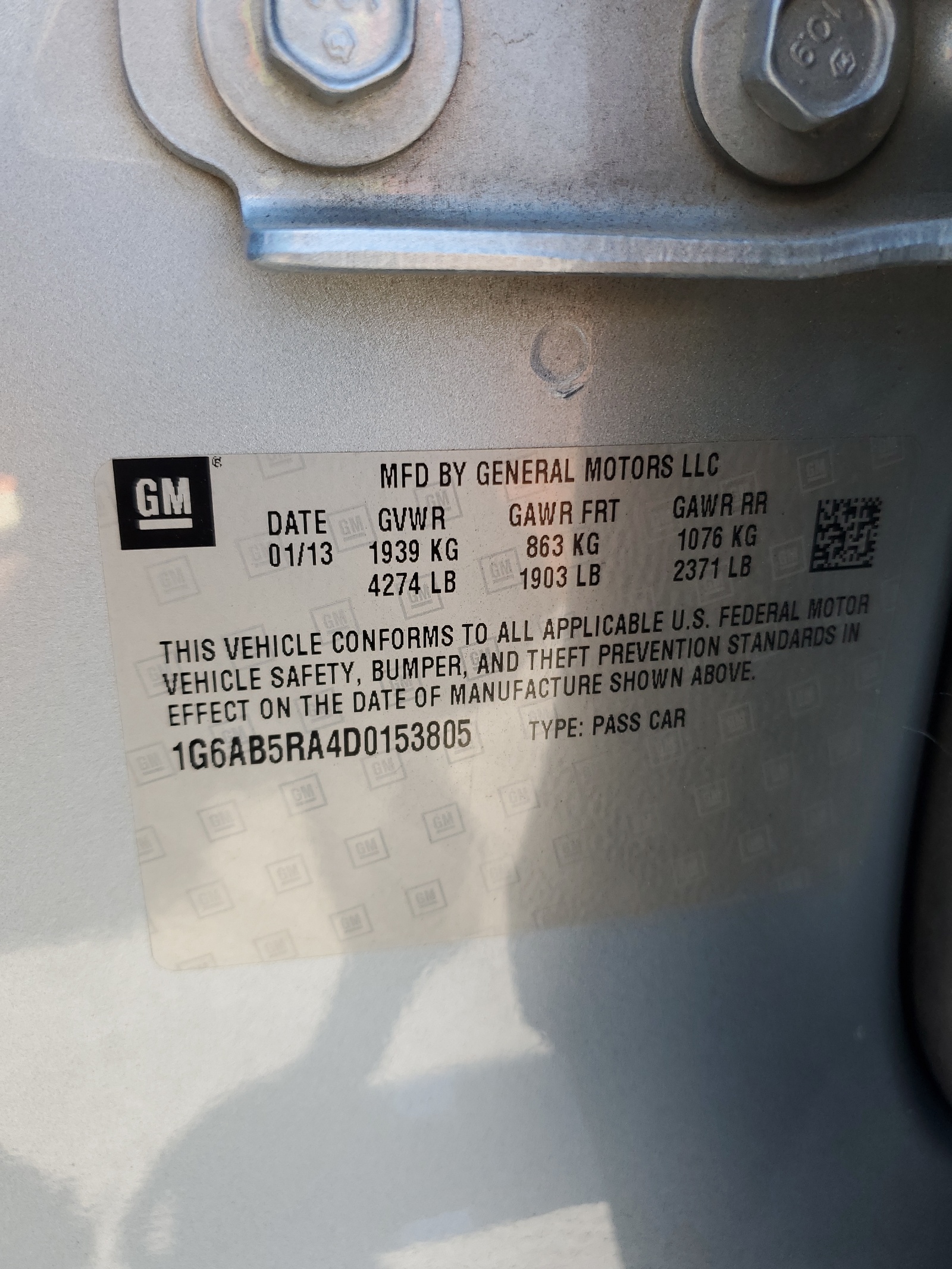 1G6AB5RA4D0153805 2013 Cadillac Ats Luxury