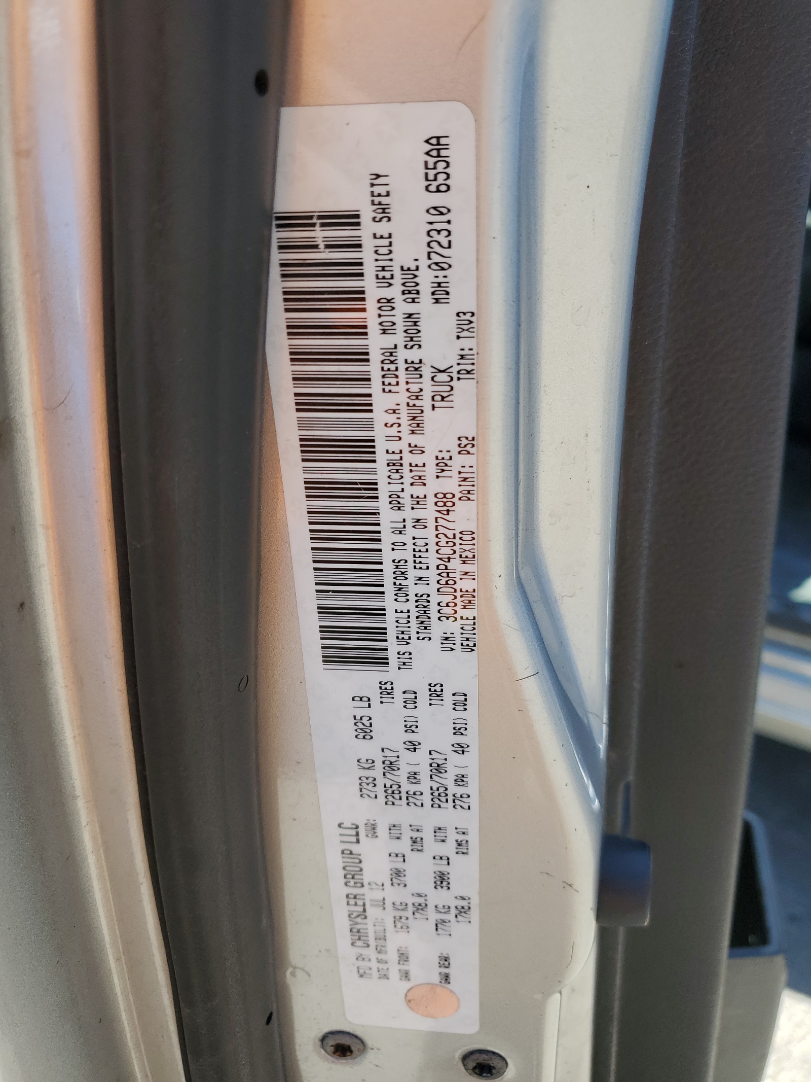 3C6JD6AP4CG277488 2012 Dodge Ram 1500 St