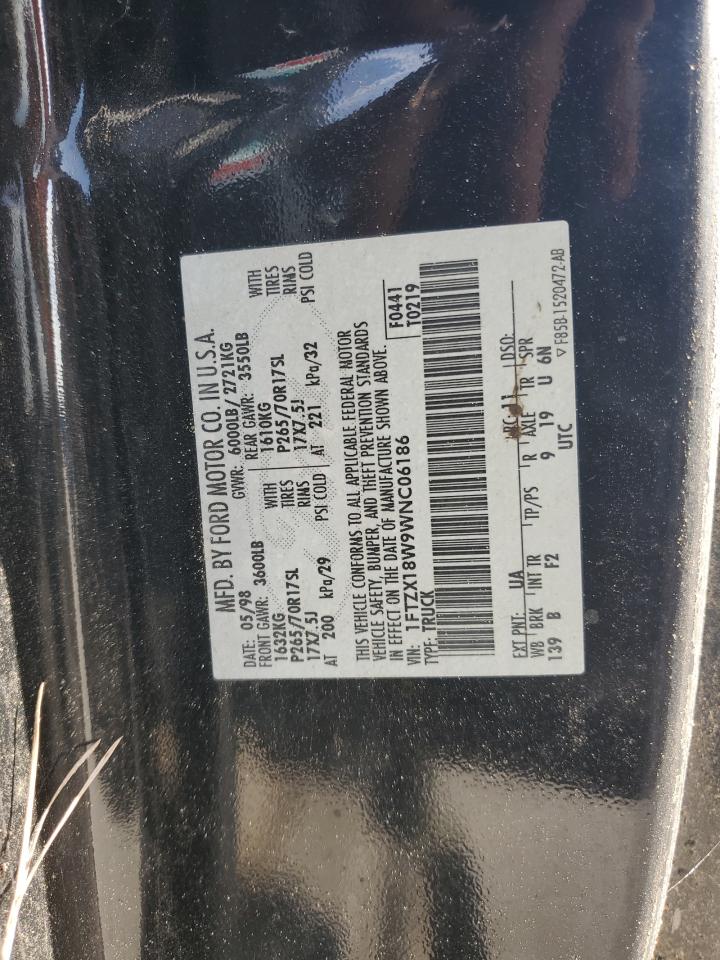 1998 Ford F150 VIN: 1FTZX18W9WNC06186 Lot: 57594064