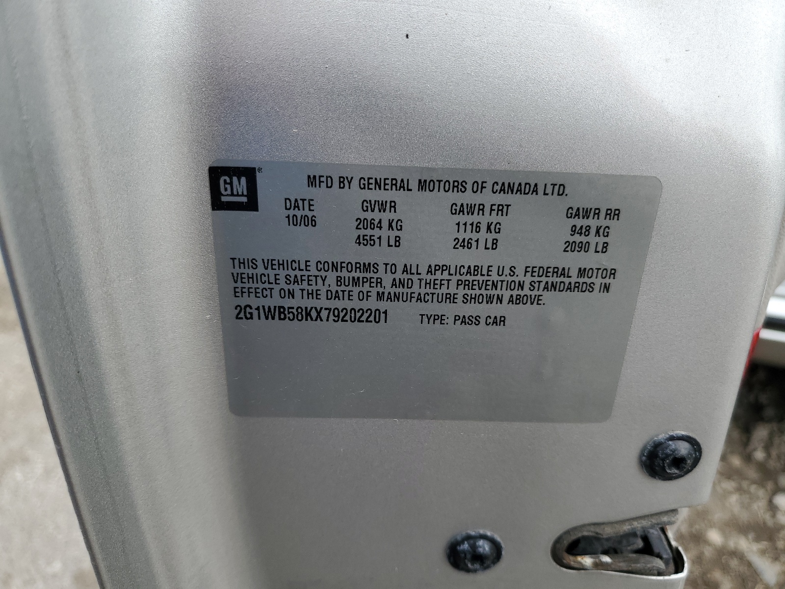 2G1WB58KX79202201 2007 Chevrolet Impala Ls