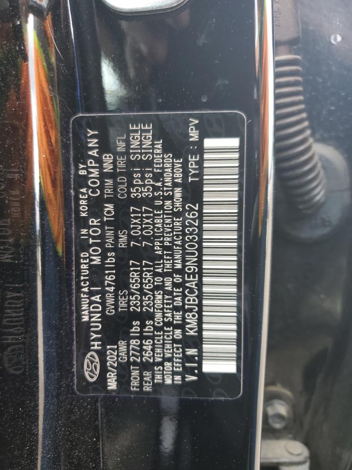 2022 Hyundai Tucson Sel VIN: KM8JBCAE9NU033262 Lot: 57354404