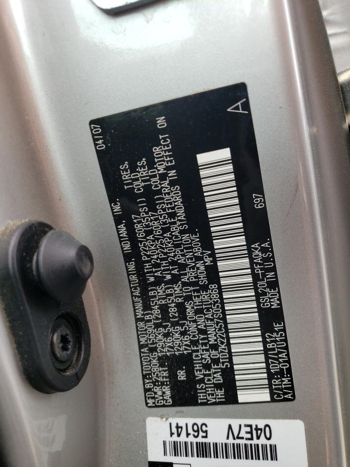 2007 Toyota Sienna Xle VIN: 5TDZK22C57S053868 Lot: 57300234