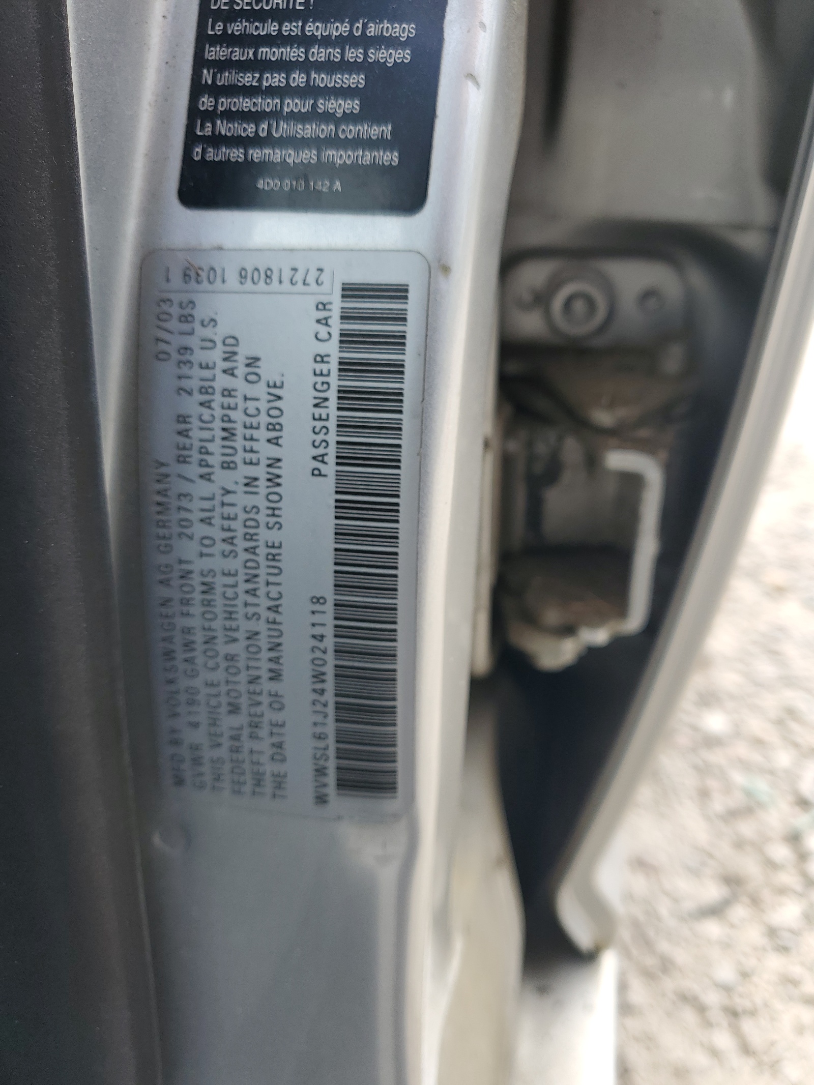 WVWSL61J24W024118 2004 Volkswagen Jetta Gls