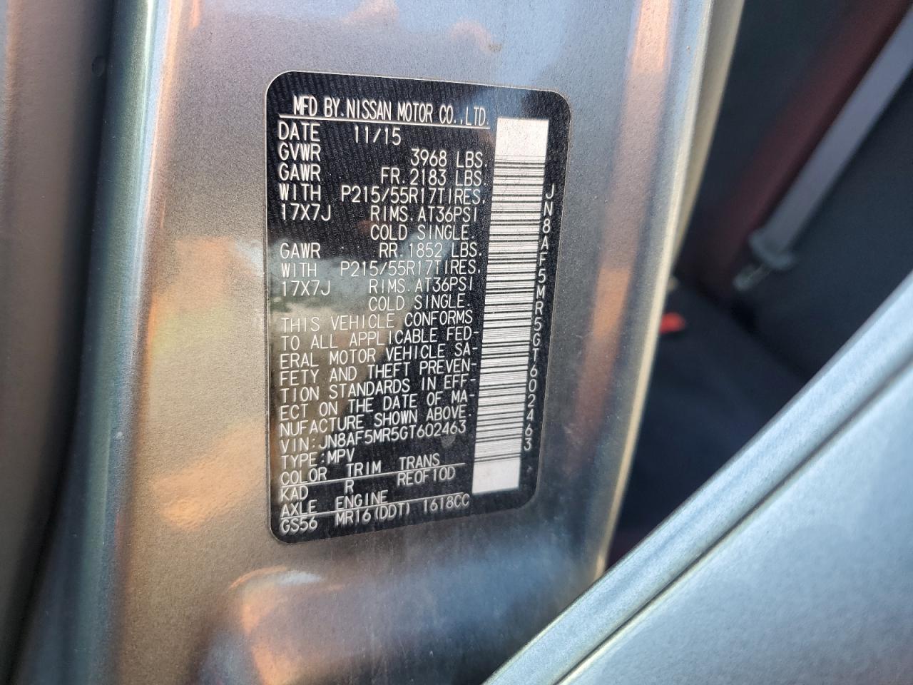 2016 Nissan Juke S VIN: JN8AF5MR5GT602463 Lot: 59333704