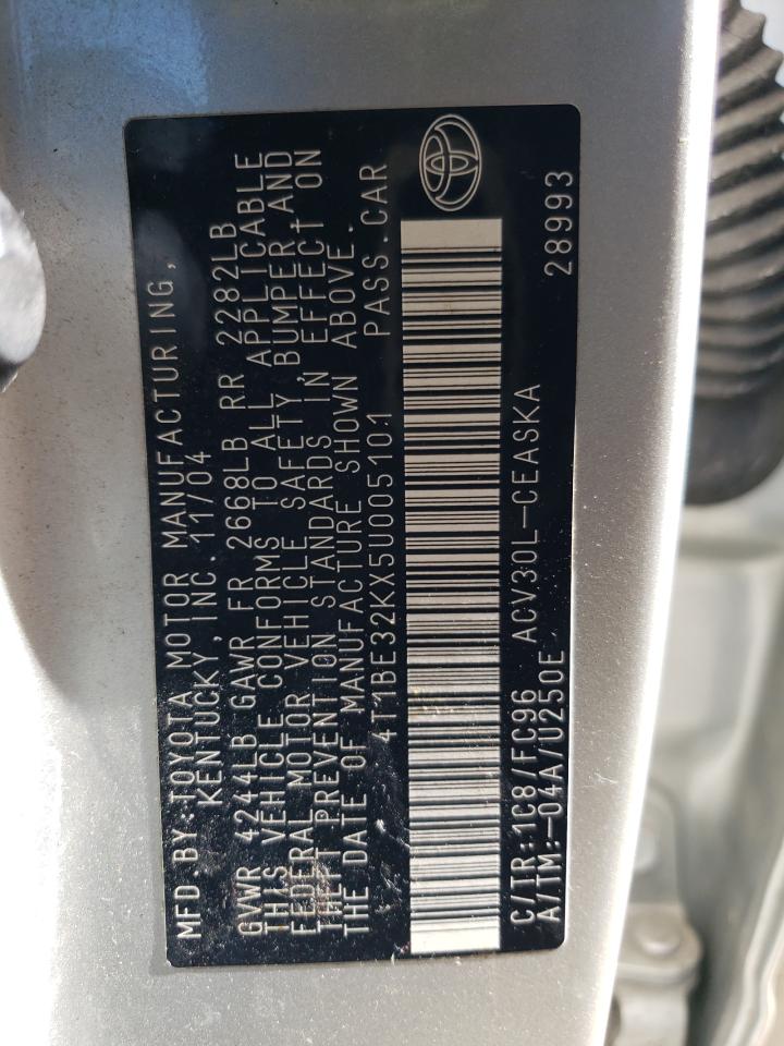 2005 Toyota Camry Le VIN: 4T1BE32KX5U005101 Lot: 57305044