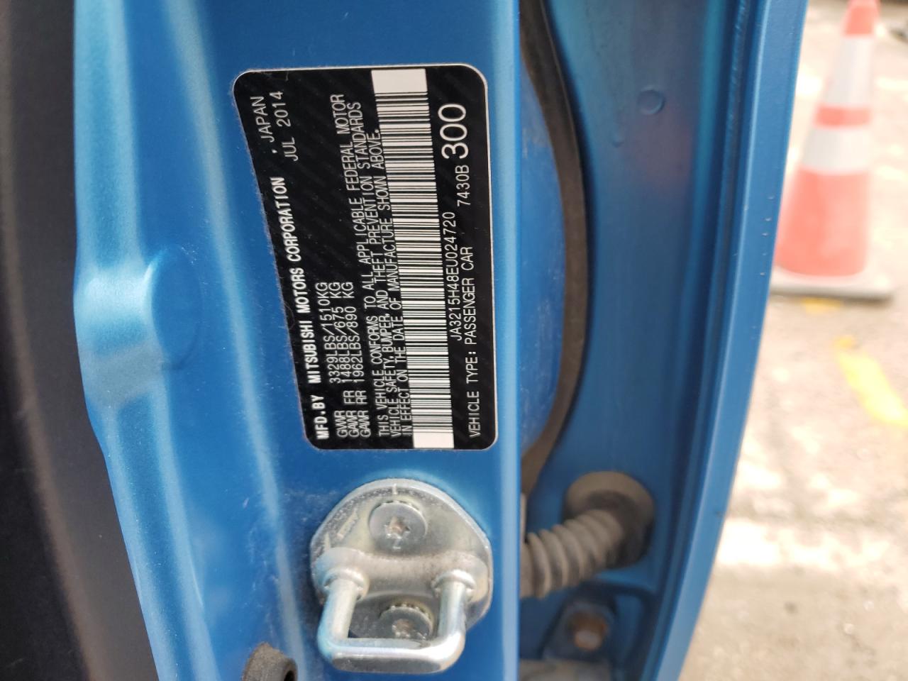 2014 Mitsubishi I Miev Es VIN: JA3215H48EU024720 Lot: 57722484