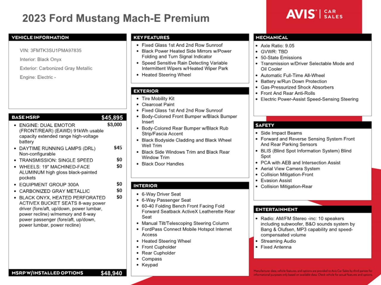 3FMTK3SU1PMA97835 2023 Ford Mustang Mach-E Premium