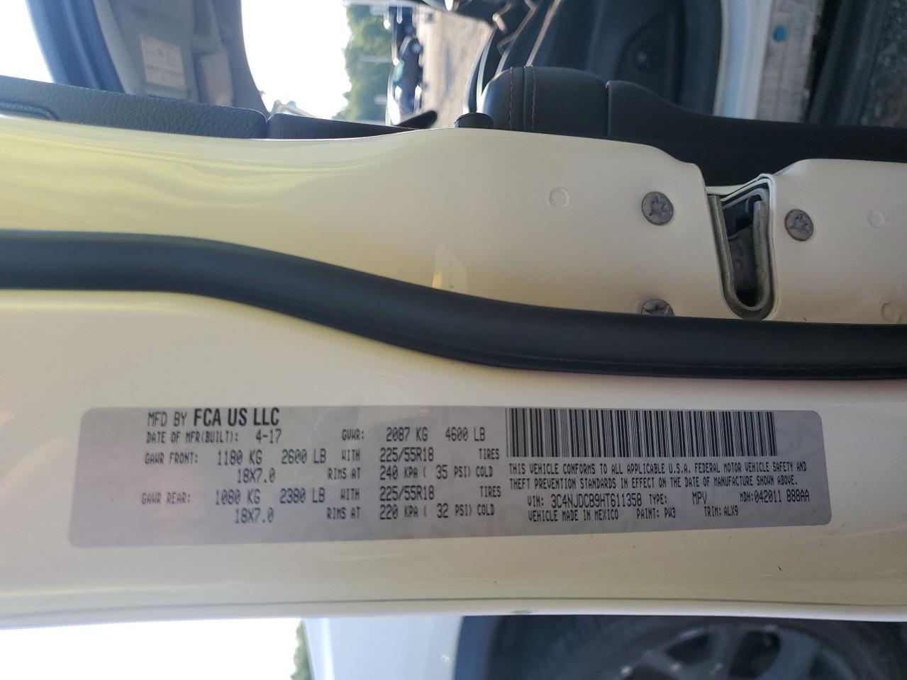 2017 Jeep Compass Limited VIN: 3C4NJDCB9HT611358 Lot: 57978834