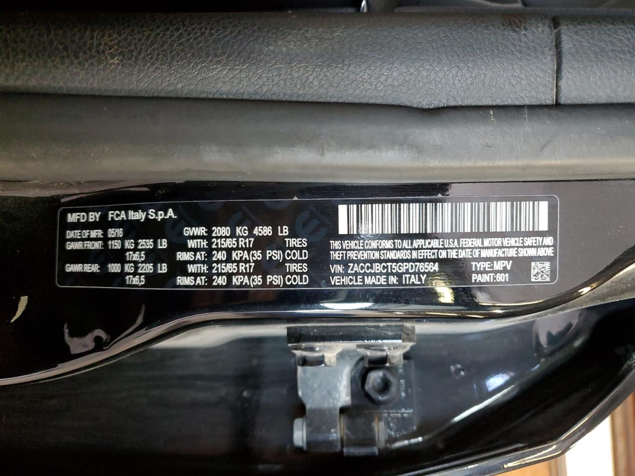 2016 Jeep Renegade Trailhawk VIN: ZACCJBCT5GPD76564 Lot: 60438614