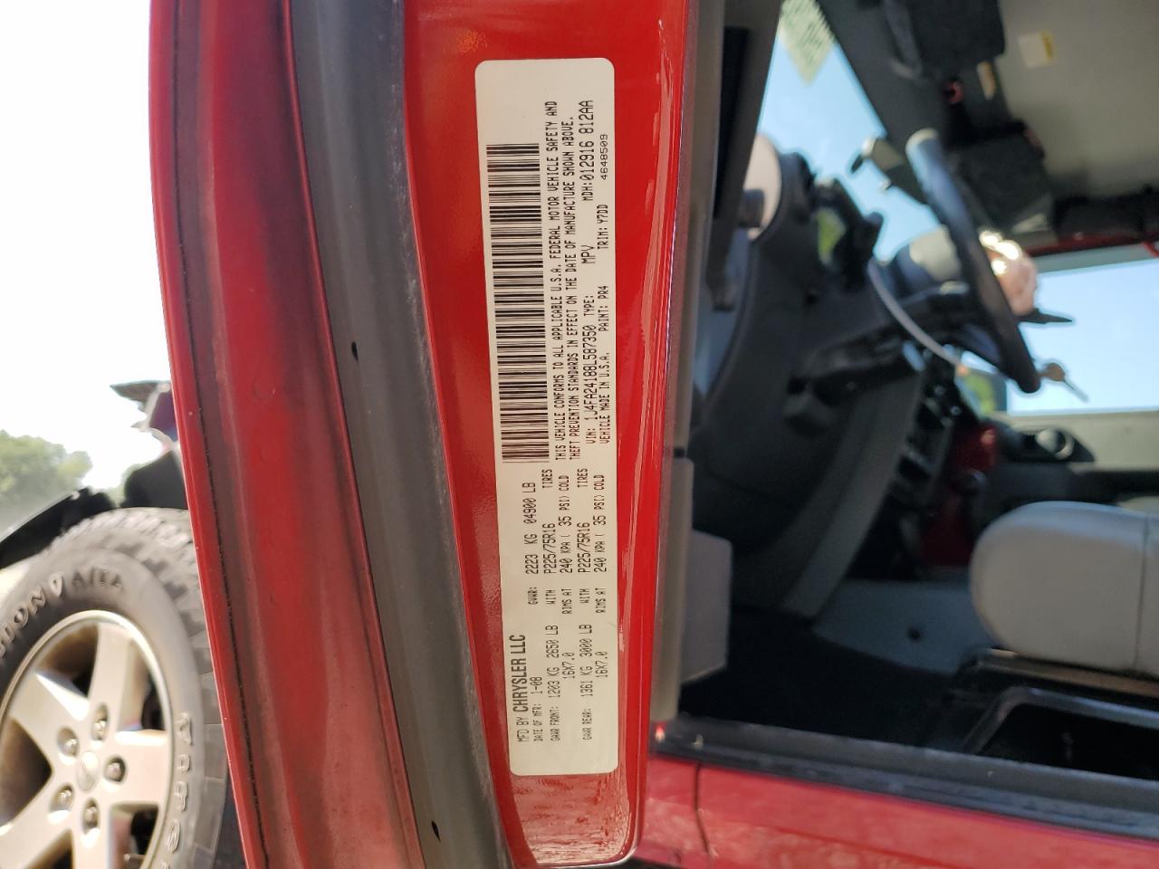 2008 Jeep Wrangler X VIN: 1J4FA24188L587350 Lot: 59619264