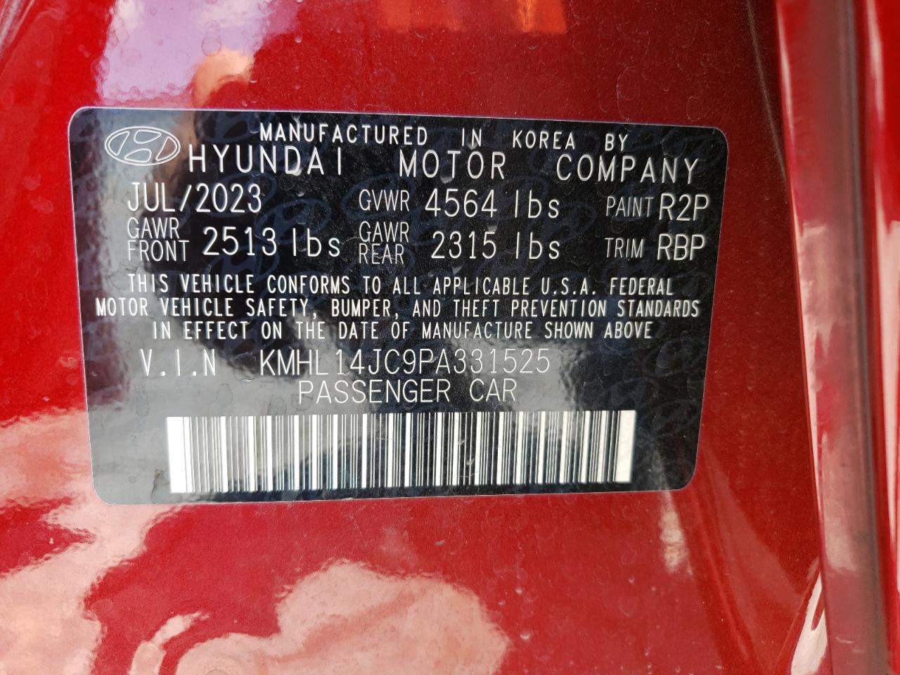 2023 Hyundai Sonata N Line VIN: KMHL14JC9PA331525 Lot: 59595434