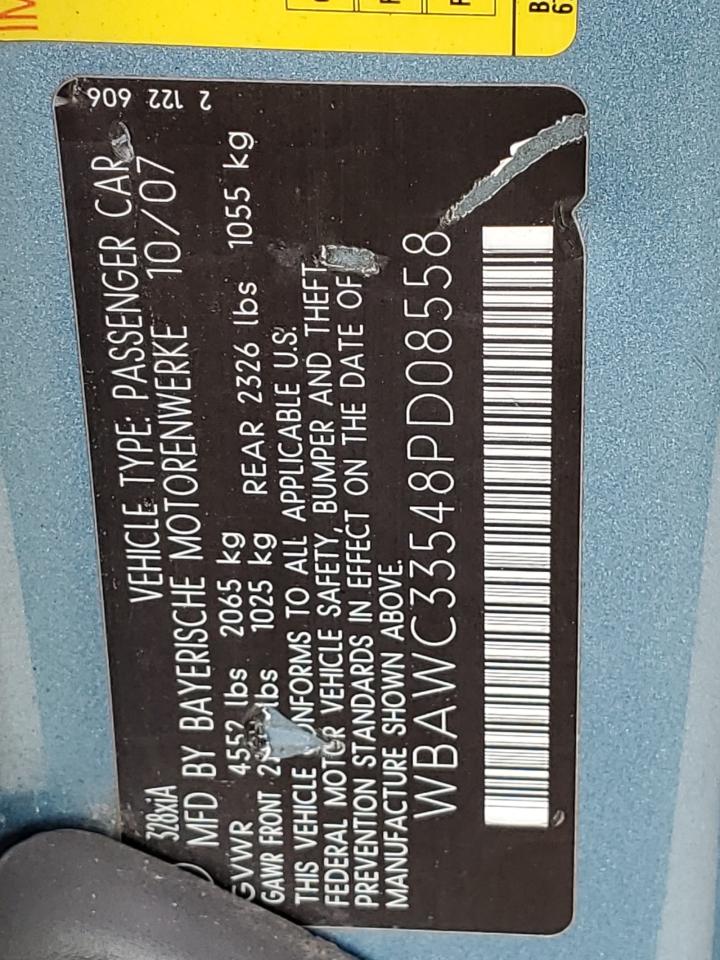 2008 BMW 328 Xi VIN: WBAWC33548PD08558 Lot: 57528244