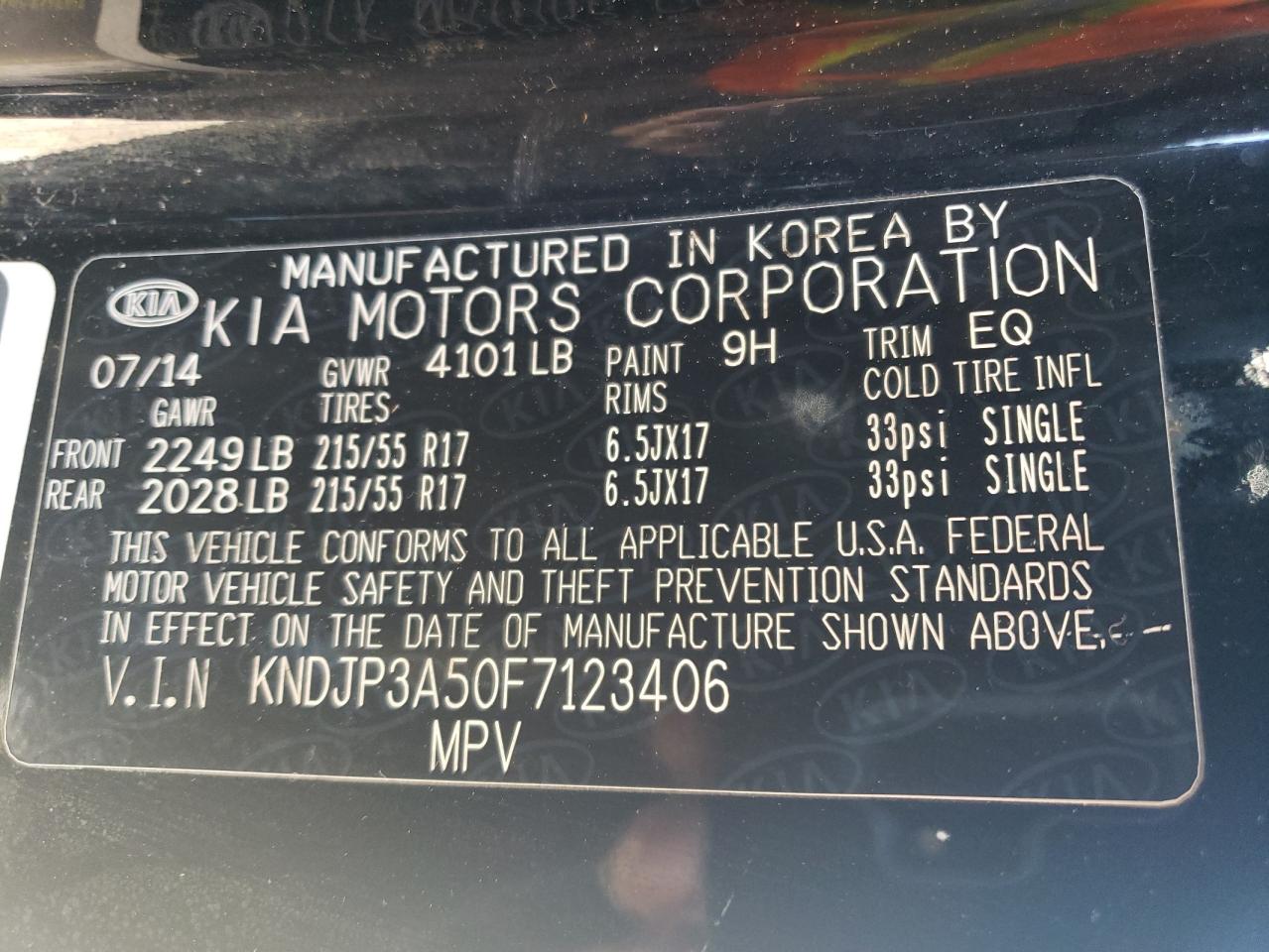 2015 Kia Soul + VIN: KNDJP3A50F7123406 Lot: 59884554