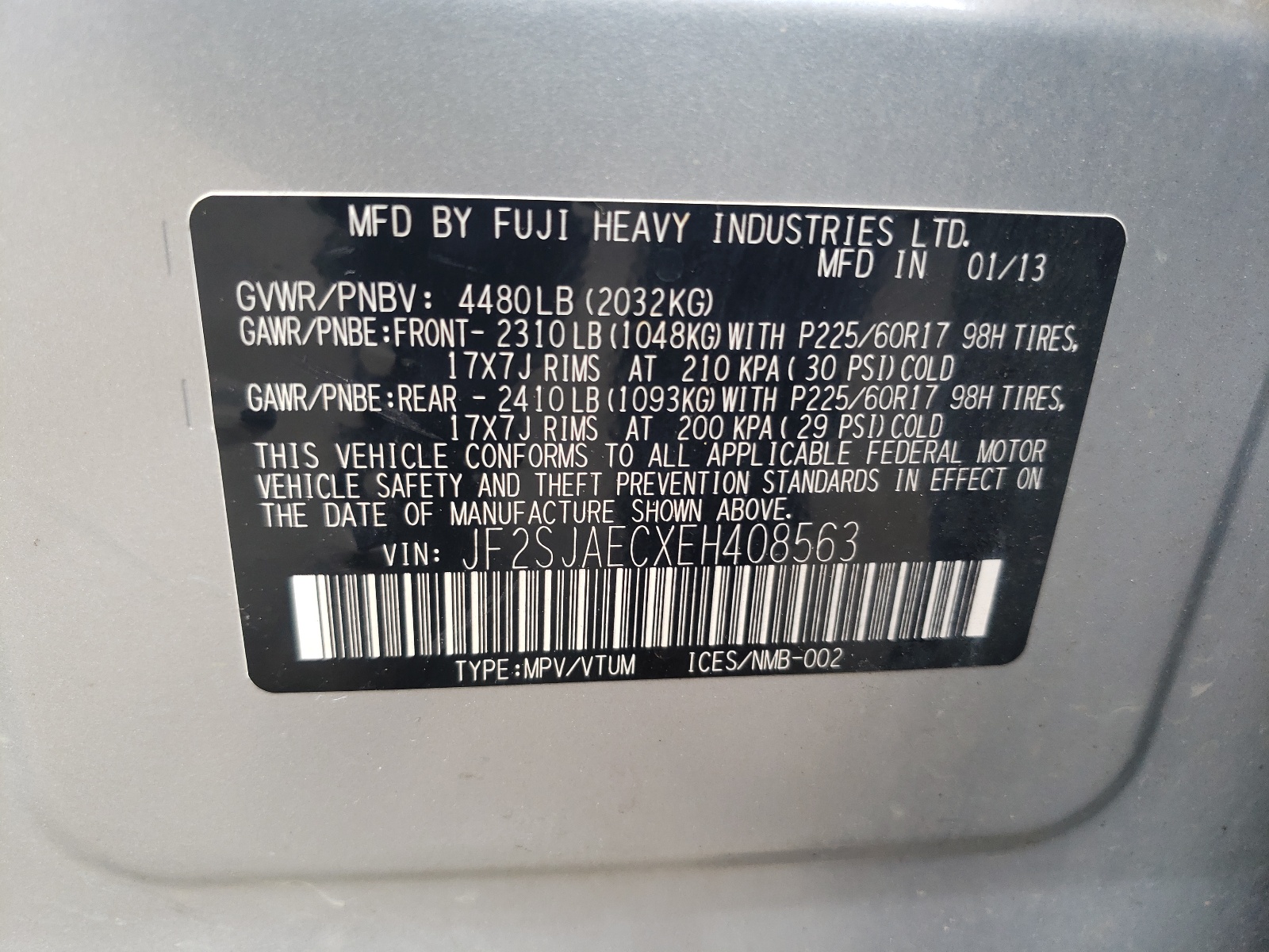 JF2SJAECXEH408563 2014 Subaru Forester 2.5I Premium