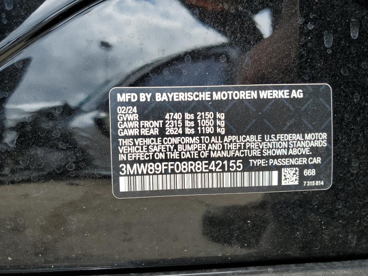 3MW89FF08R8E42155 2024 BMW 330Xi