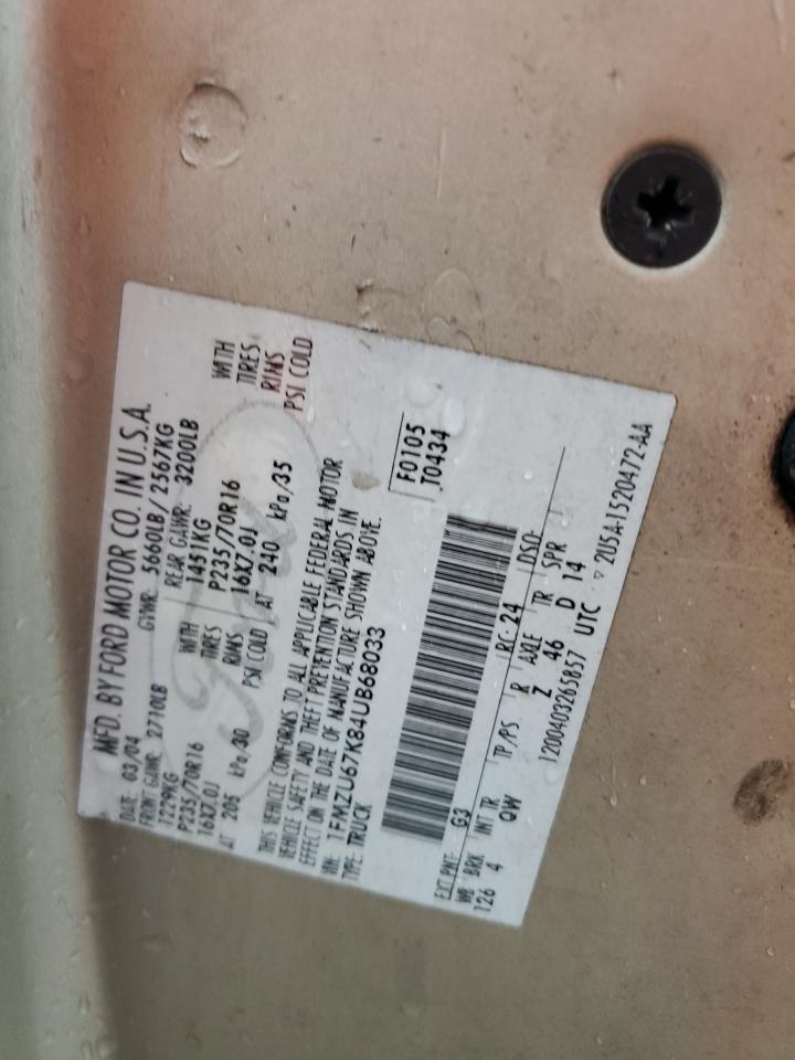 2004 Ford Explorer Sport Trac VIN: 1FMZU67K84UB68033 Lot: 58601684