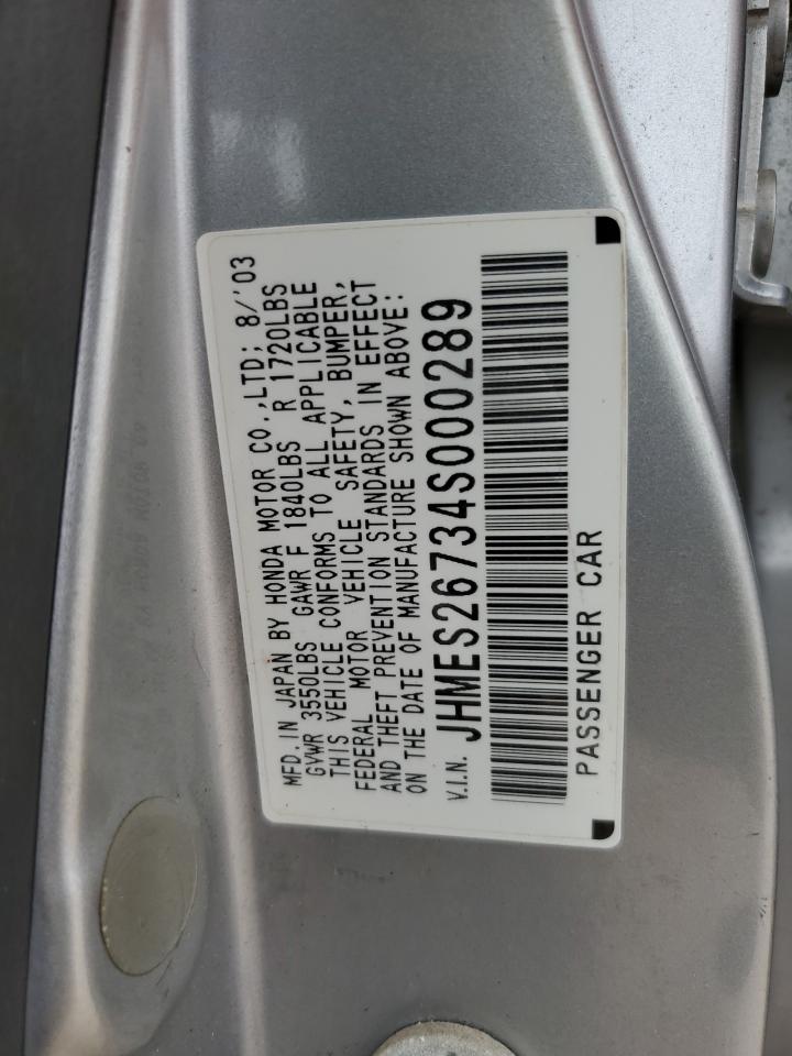 2004 Honda Civic Ex VIN: JHMES26734S000289 Lot: 57651094