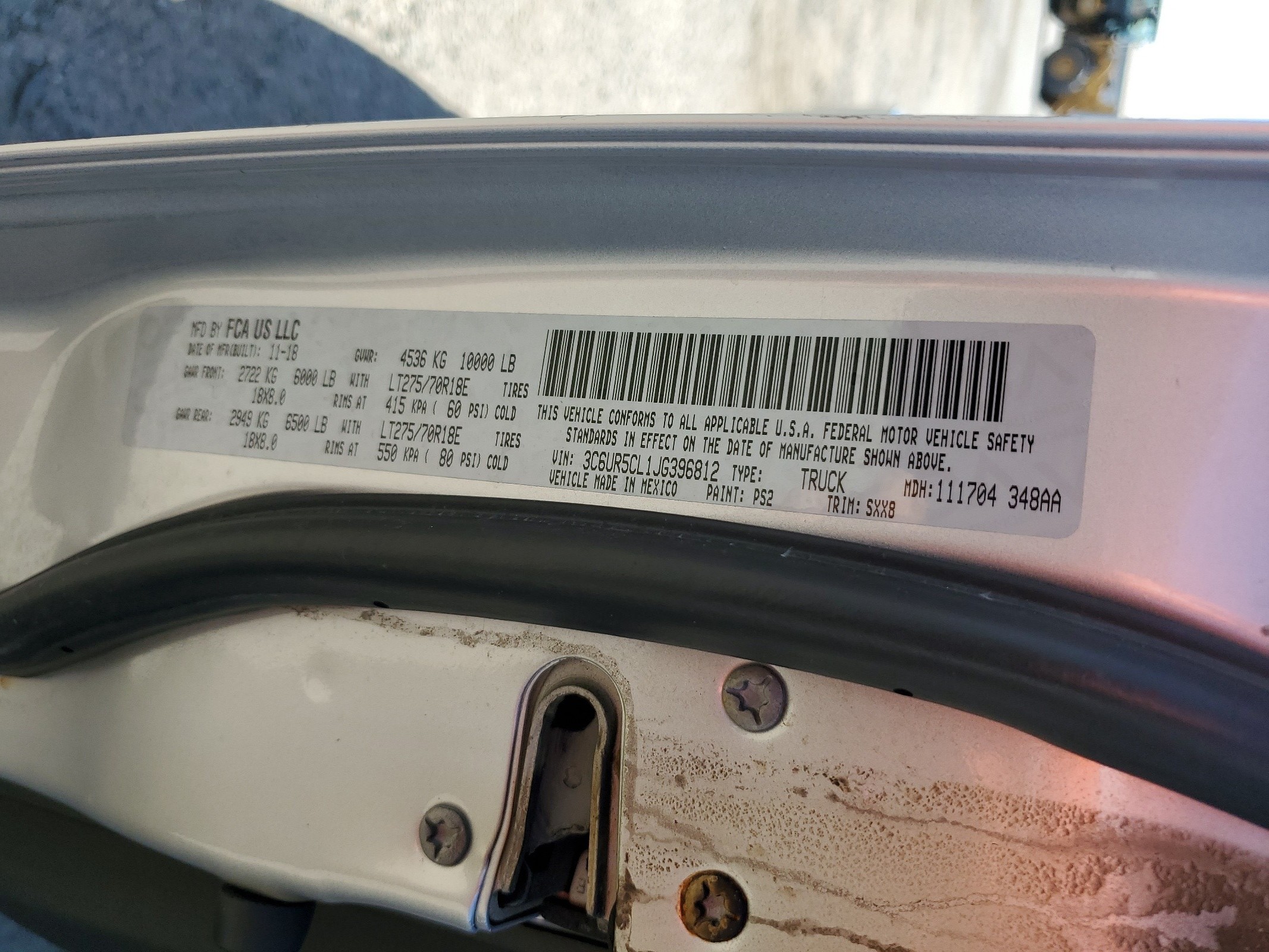 3C6UR5CL1JG396812 2018 Ram 2500 St