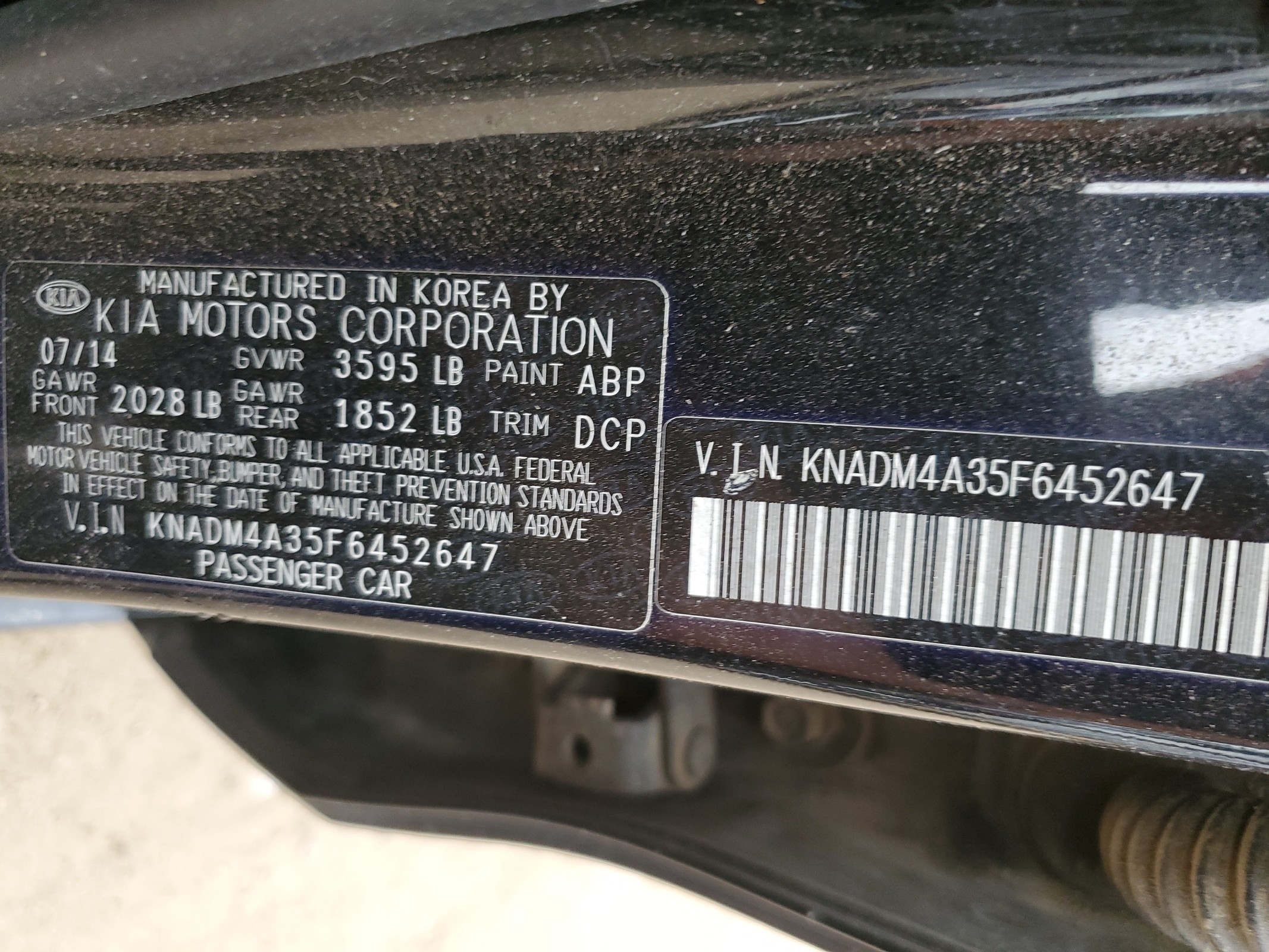 KNADM4A35F6452647 2015 Kia Rio Lx