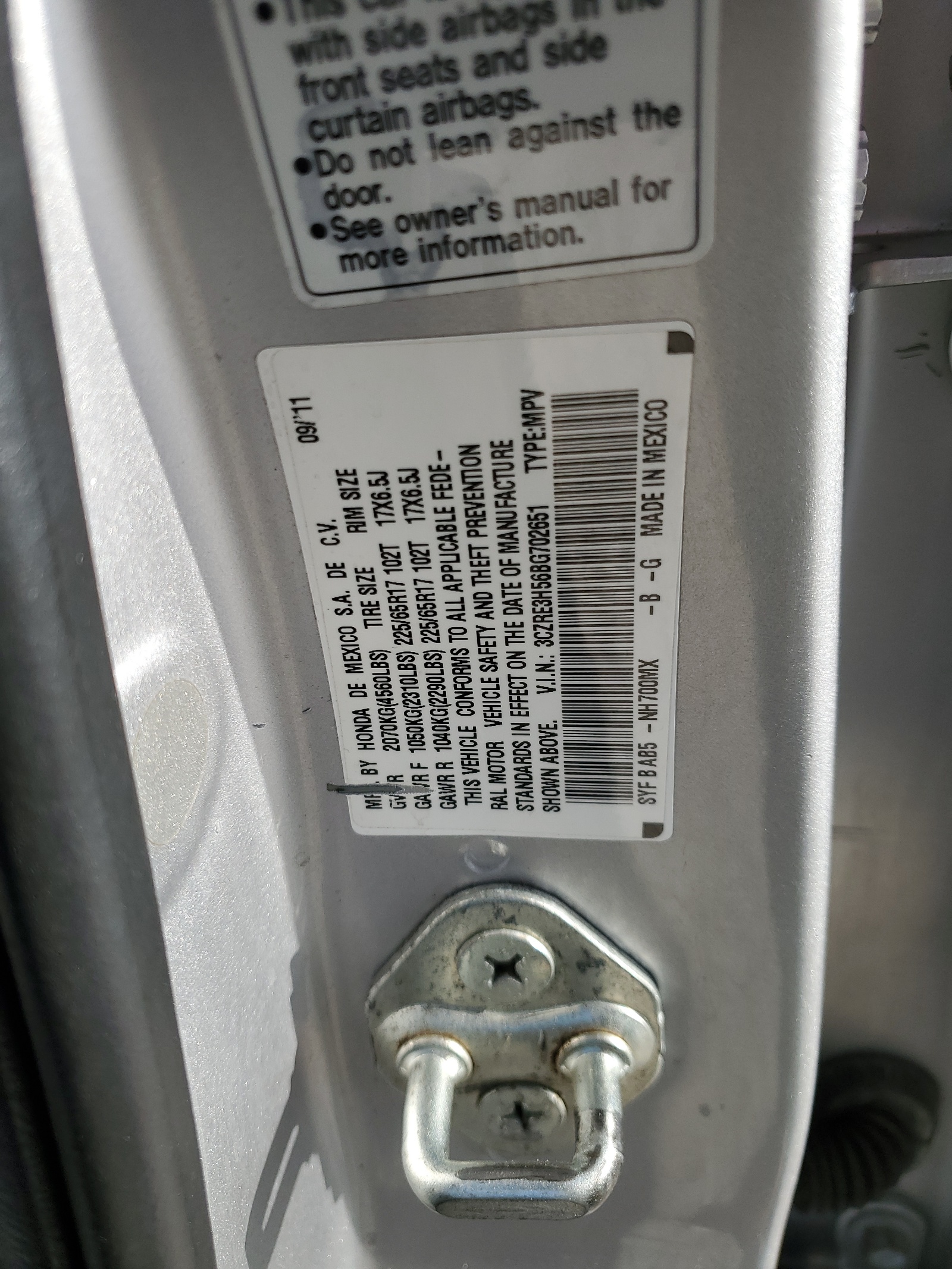 3CZRE3H56BG702651 2011 Honda Cr-V Ex