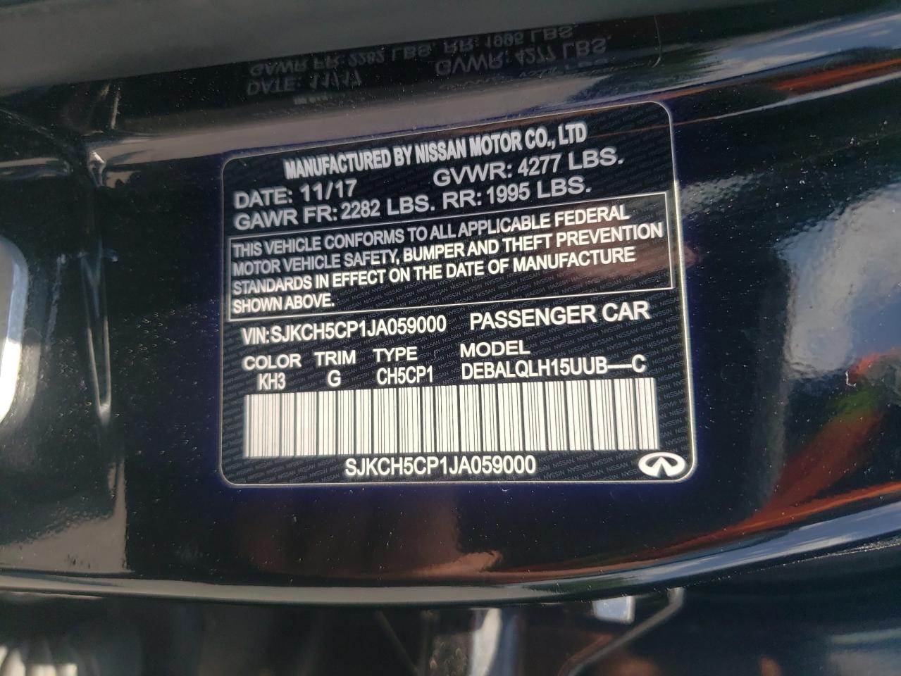 2018 Infiniti Qx30 Base VIN: SJKCH5CP1JA059000 Lot: 57237535