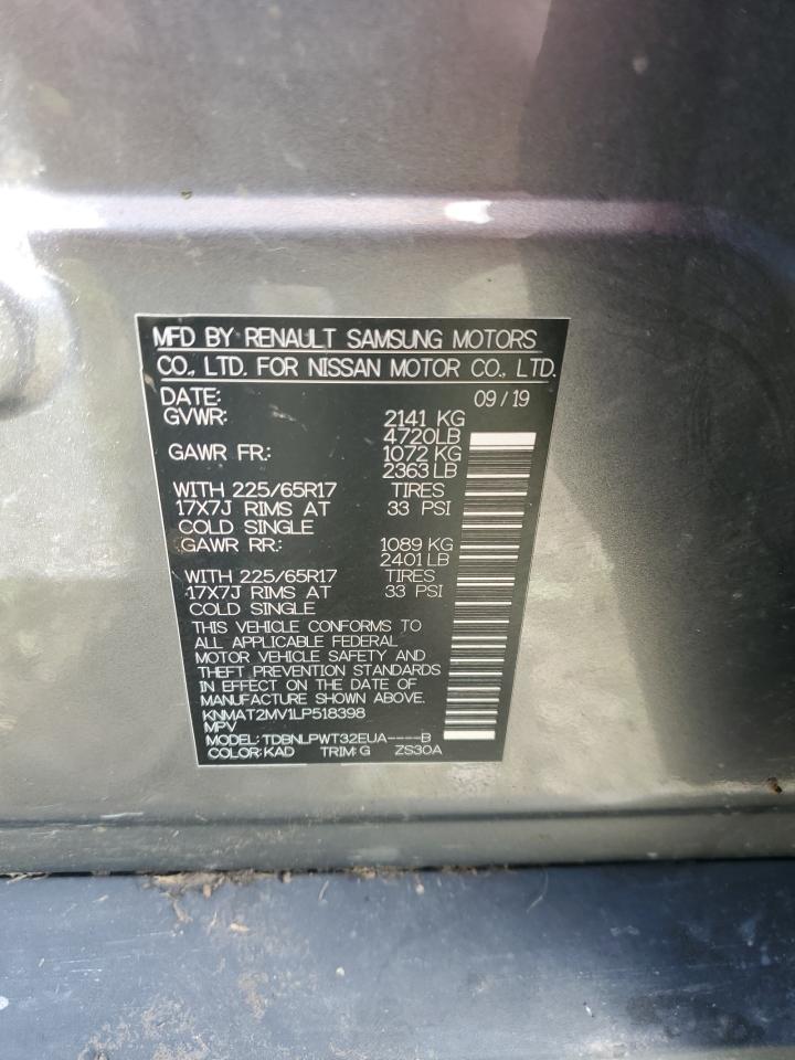 2020 Nissan Rogue S VIN: KNMAT2MV1LP518398 Lot: 56524704