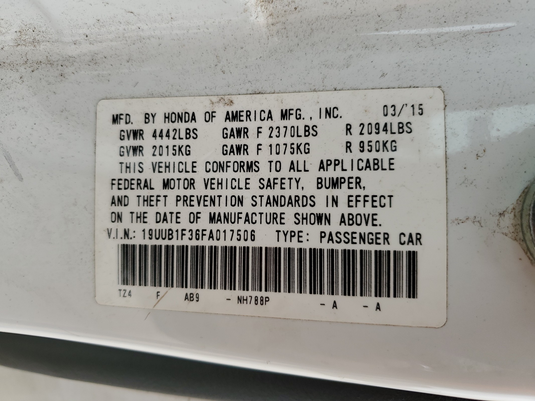 19UUB1F36FA017506 2015 Acura Tlx
