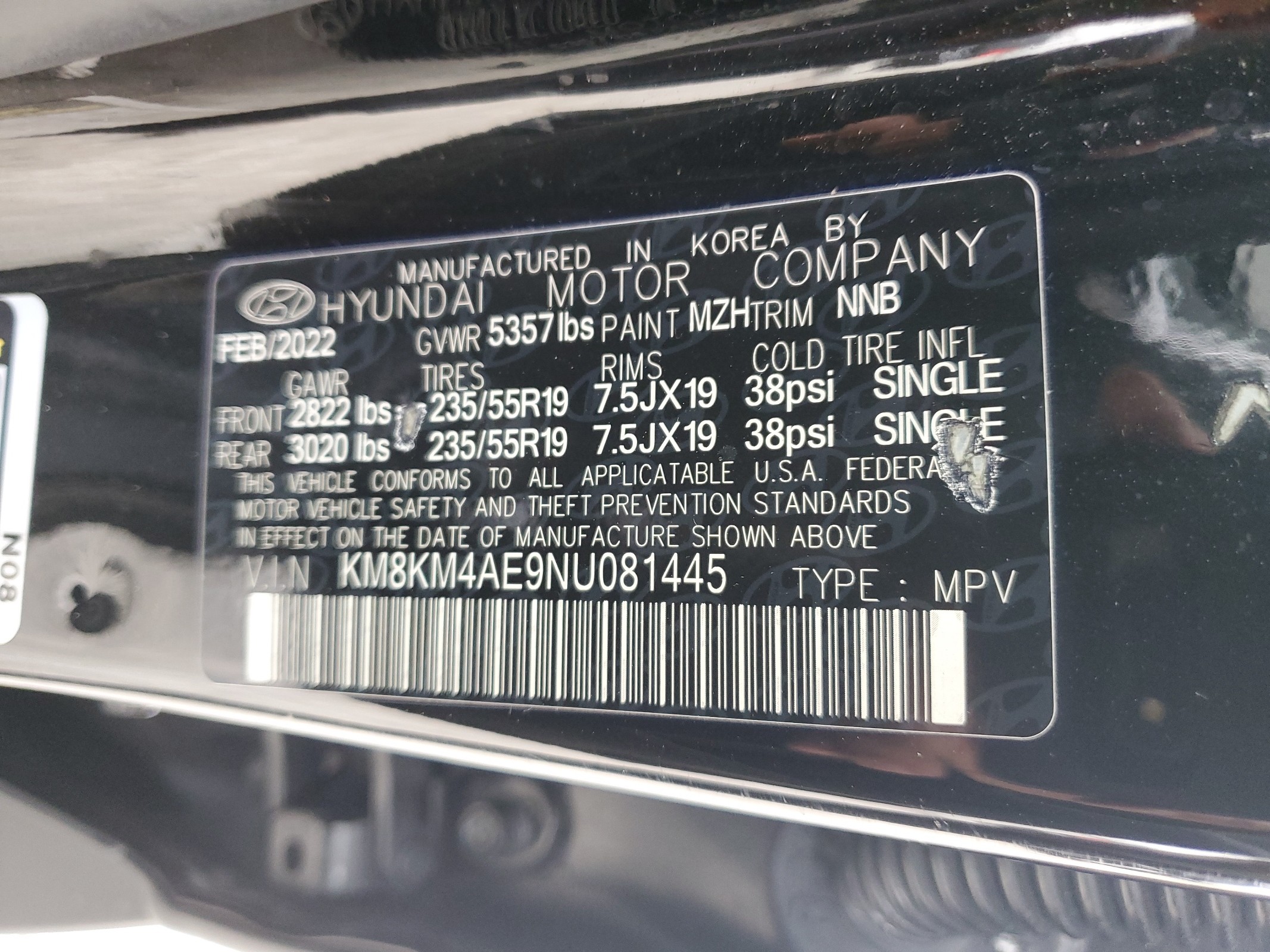 KM8KM4AE9NU081445 2022 Hyundai Ioniq 5 Se