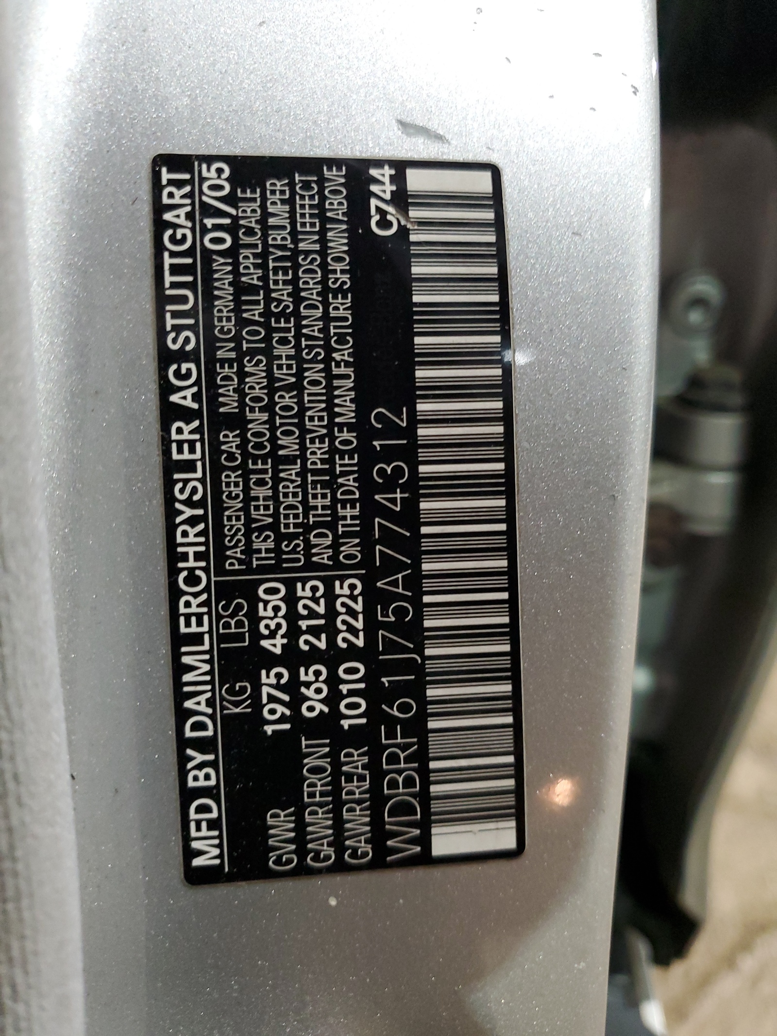 WDBRF61J75A774312 2005 Mercedes-Benz C 240