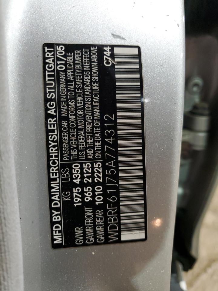 2005 Mercedes-Benz C 240 VIN: WDBRF61J75A774312 Lot: 59157554