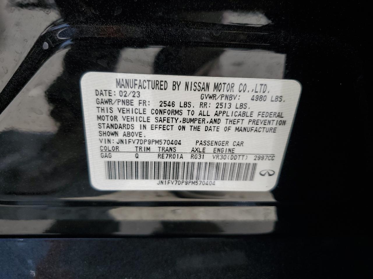 2023 Infiniti Q50 Red Sport 400 VIN: JN1FV7DP9PM570404 Lot: 60103884