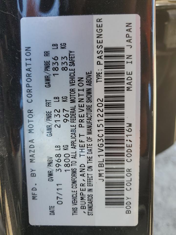 2012 Mazda 3 I VIN: JM1BL1VG3C1512202 Lot: 59933524