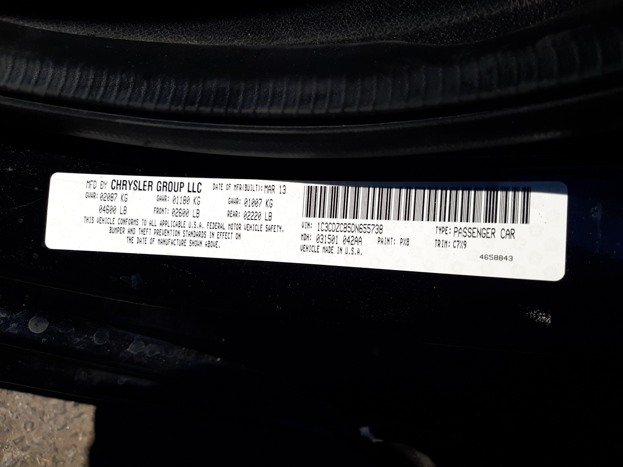 1C3CDZCB5DN655738 2013 Dodge Avenger Sxt