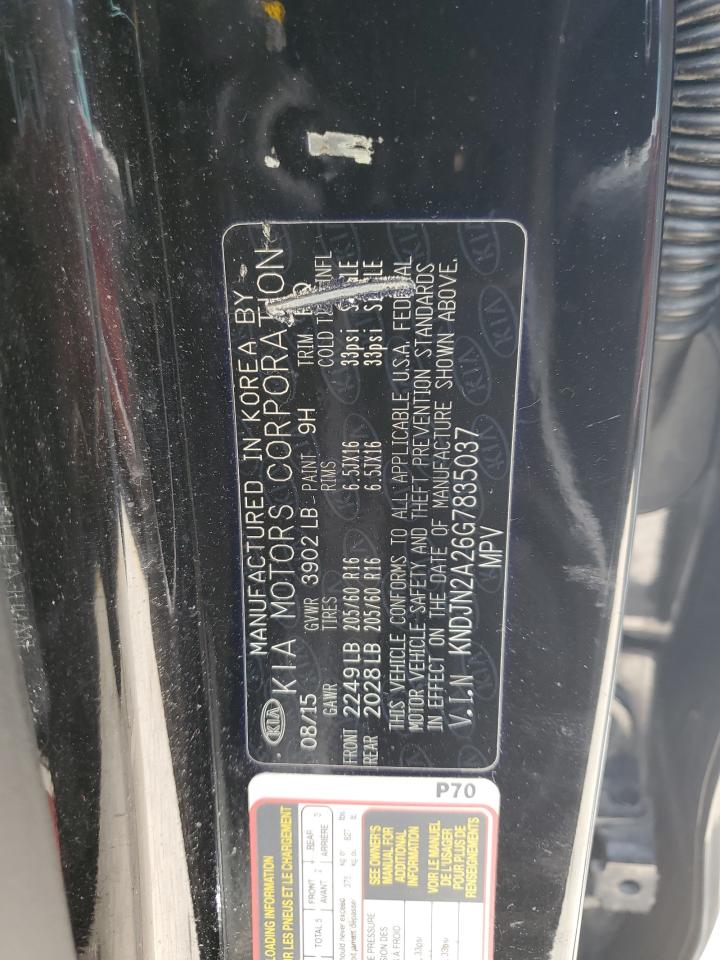 2016 Kia Soul VIN: KNDJN2A26G7835037 Lot: 58240184