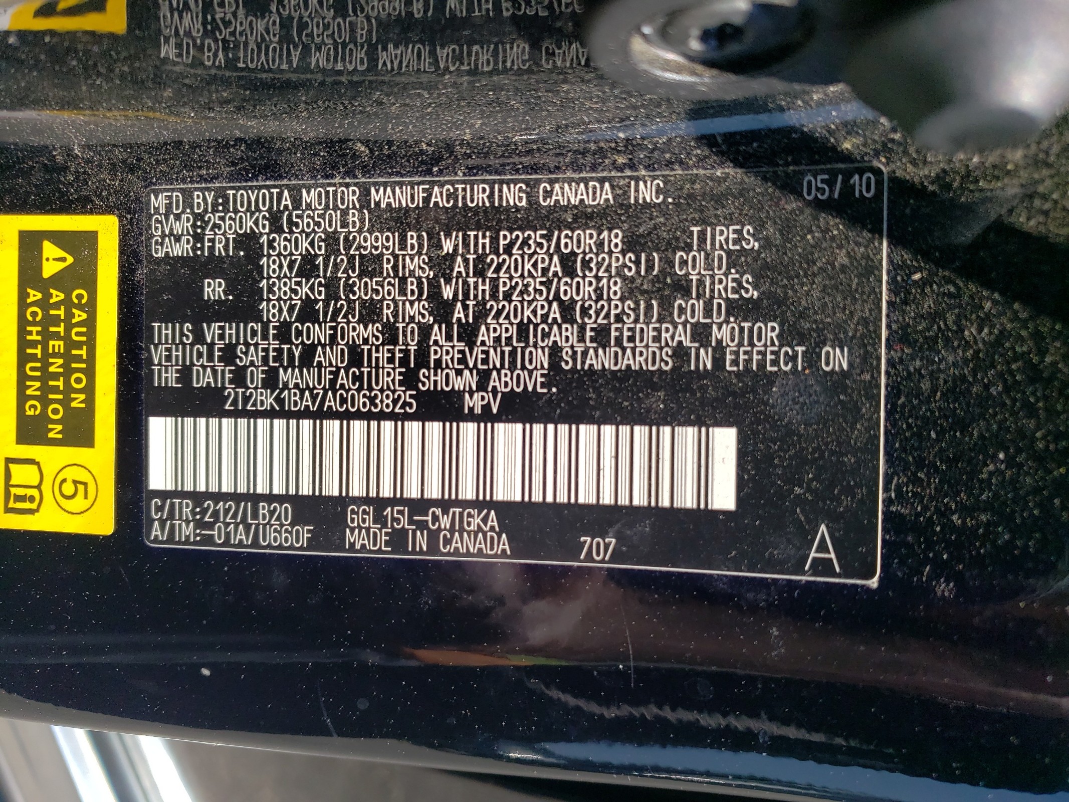 2T2BK1BA7AC063825 2010 Lexus Rx 350
